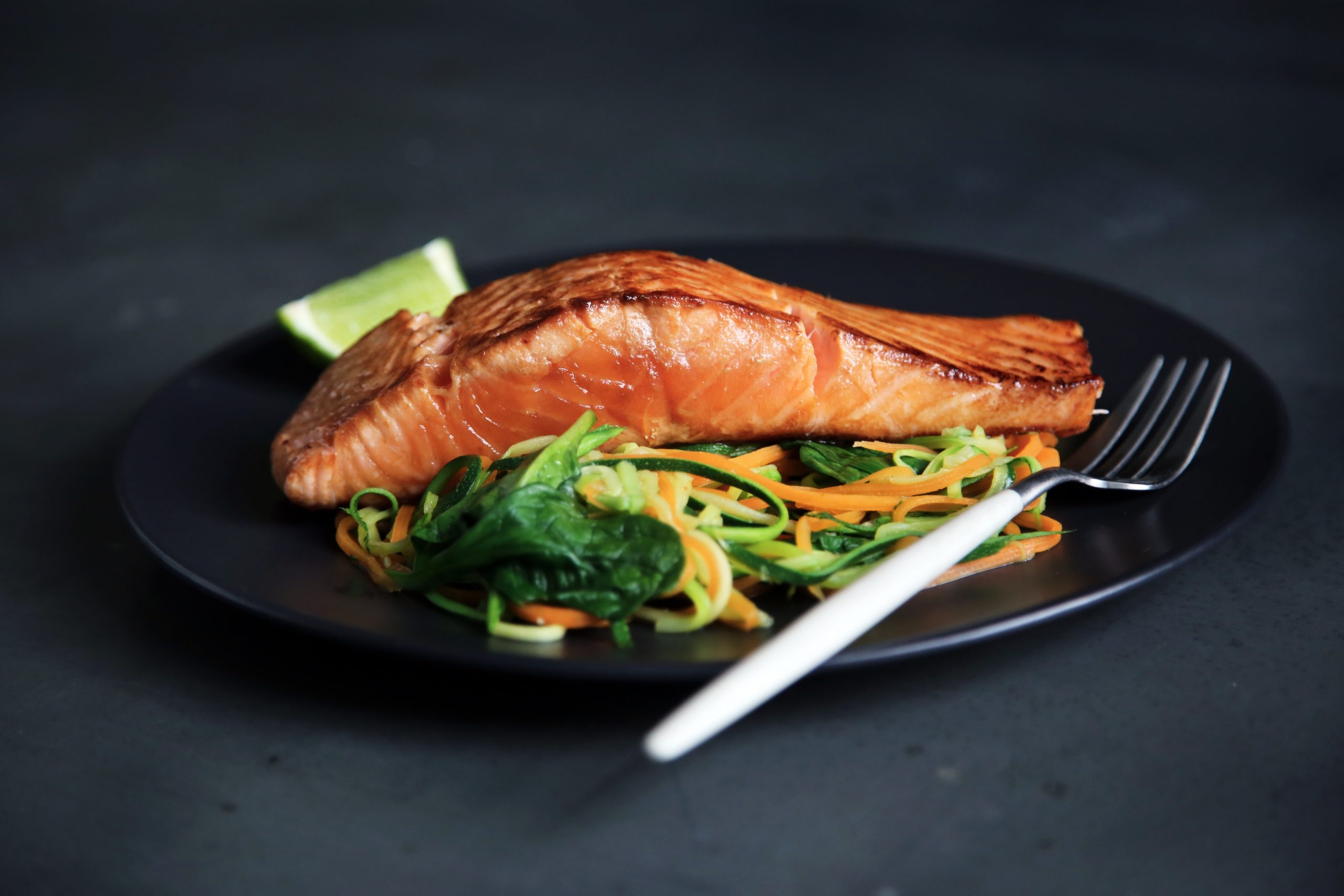 Plate of Salmon with vegetables